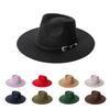 Herbst/Winter Retro Wollhut mit breiter Krempe Exquisit verzierter Filzhut Jazzhut Outdoor-Sonnenhut Partyhut