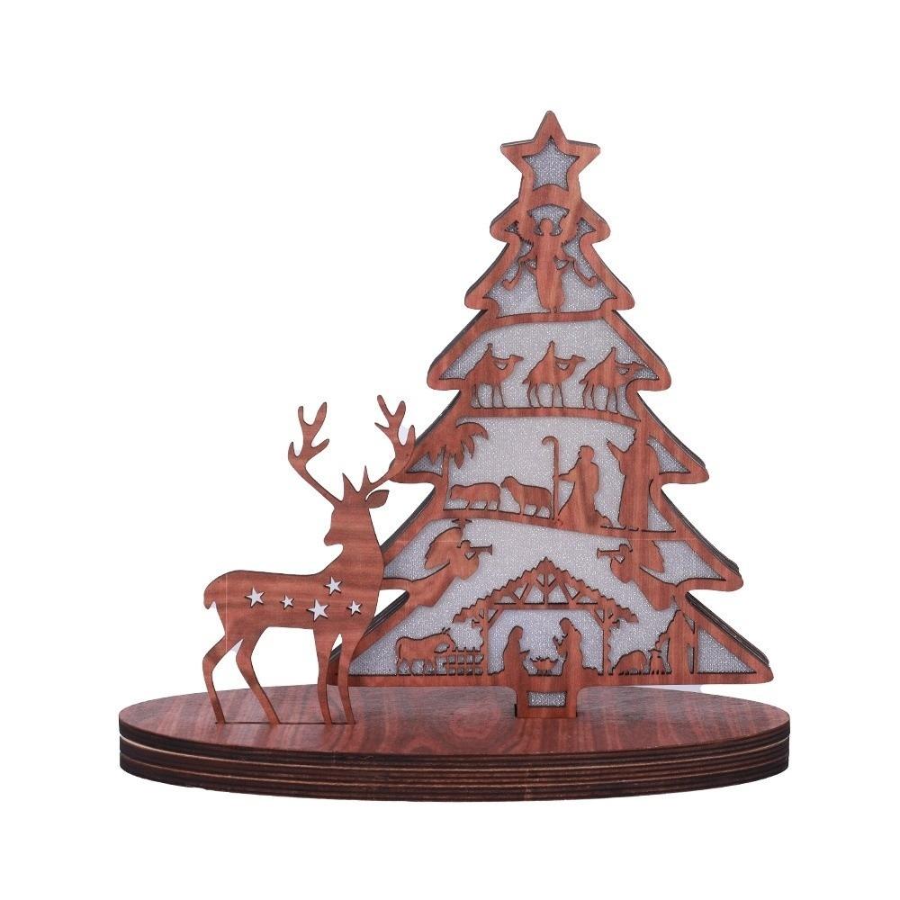 

Wooden Easter Ativity Advent Scene Decor New Year Elk Tabletop Decor Mantel Display 1