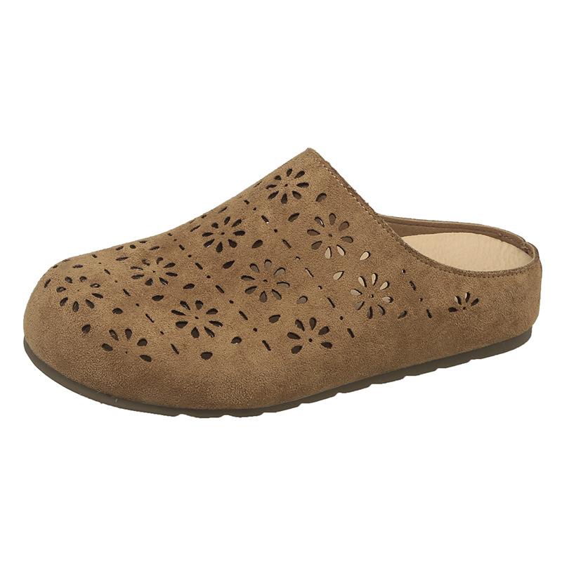 Hollow Bag Head Half Slippers Women's 2025 Summer New Outer Wear Thick-soled Casual Cool Slippers Versatile Soft-soled Shoes