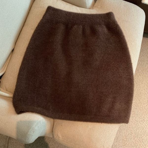 Φθινόπωρο Άνοιξη Γυναικεία Μίνι Γούνινη Φούστα Στενή Ψηλόμεση Κρουαζέ Γοφών Μαύρο Κάτω Μέρος Άγρια Μάλλινη Κομψή Κορεάτικη