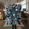 1Pc Skull Print Flannel Blanket, High quality Comfortable for All Seasons, Home Decor, Warmth and Comfort, Perfect for Christmas Gifts W52