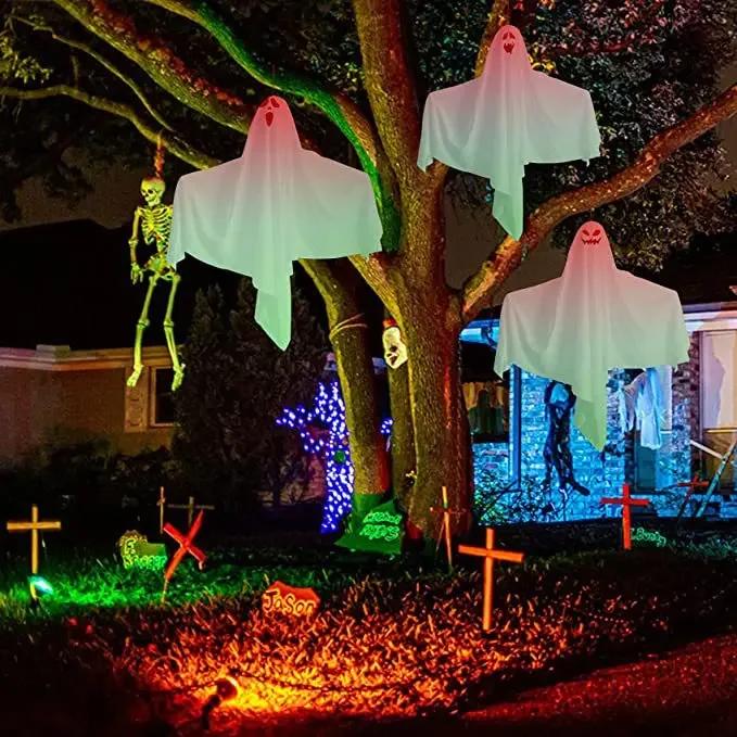Terrifying Glowing Ghost Hanging Decor LED Escape Scene Set Door Porch Horror Prop Motion Sensitive Haunt Ready Kit