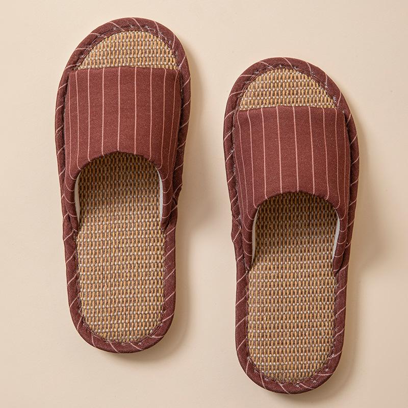 Linen breathable slippers women's four seasons indoor home non-slip deodorant silent soft bottom couple household floor mopping men