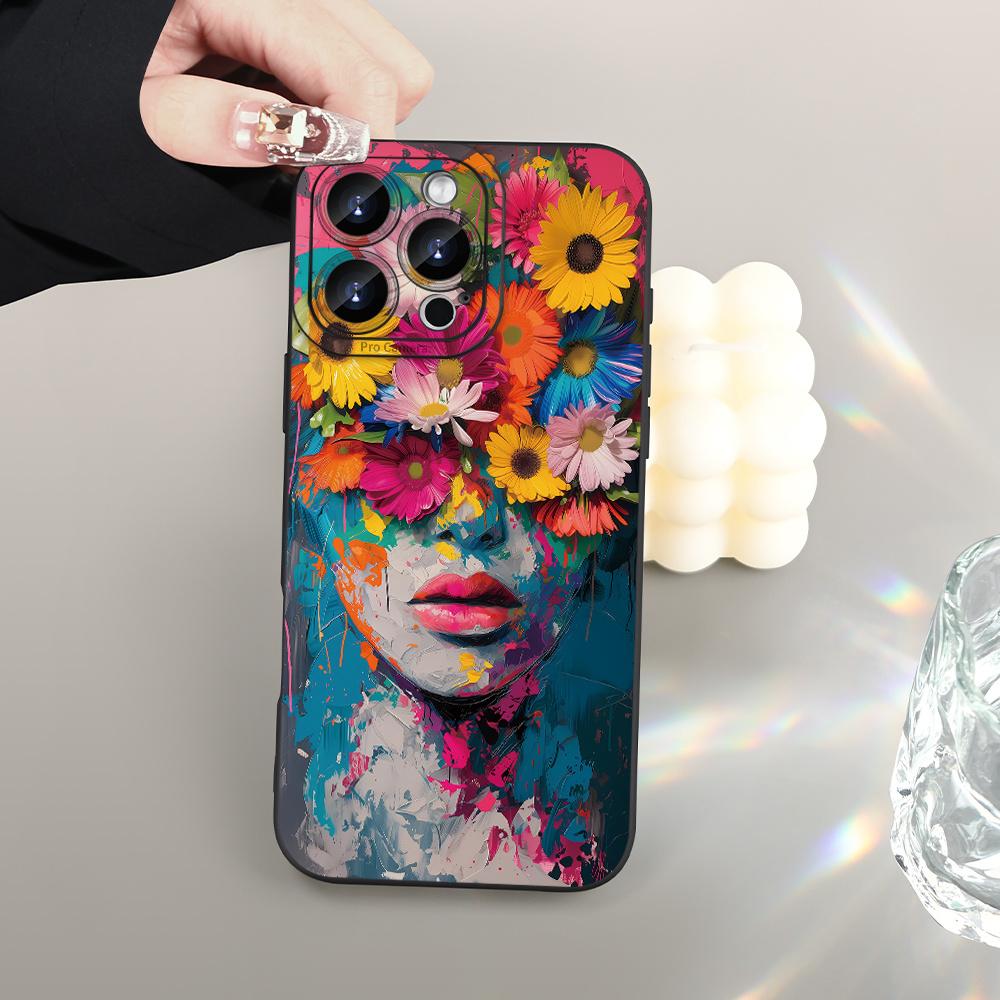 Hot-selling Creative Flower and Girl Pattern Mobile Phone Case Suitable for iPhone