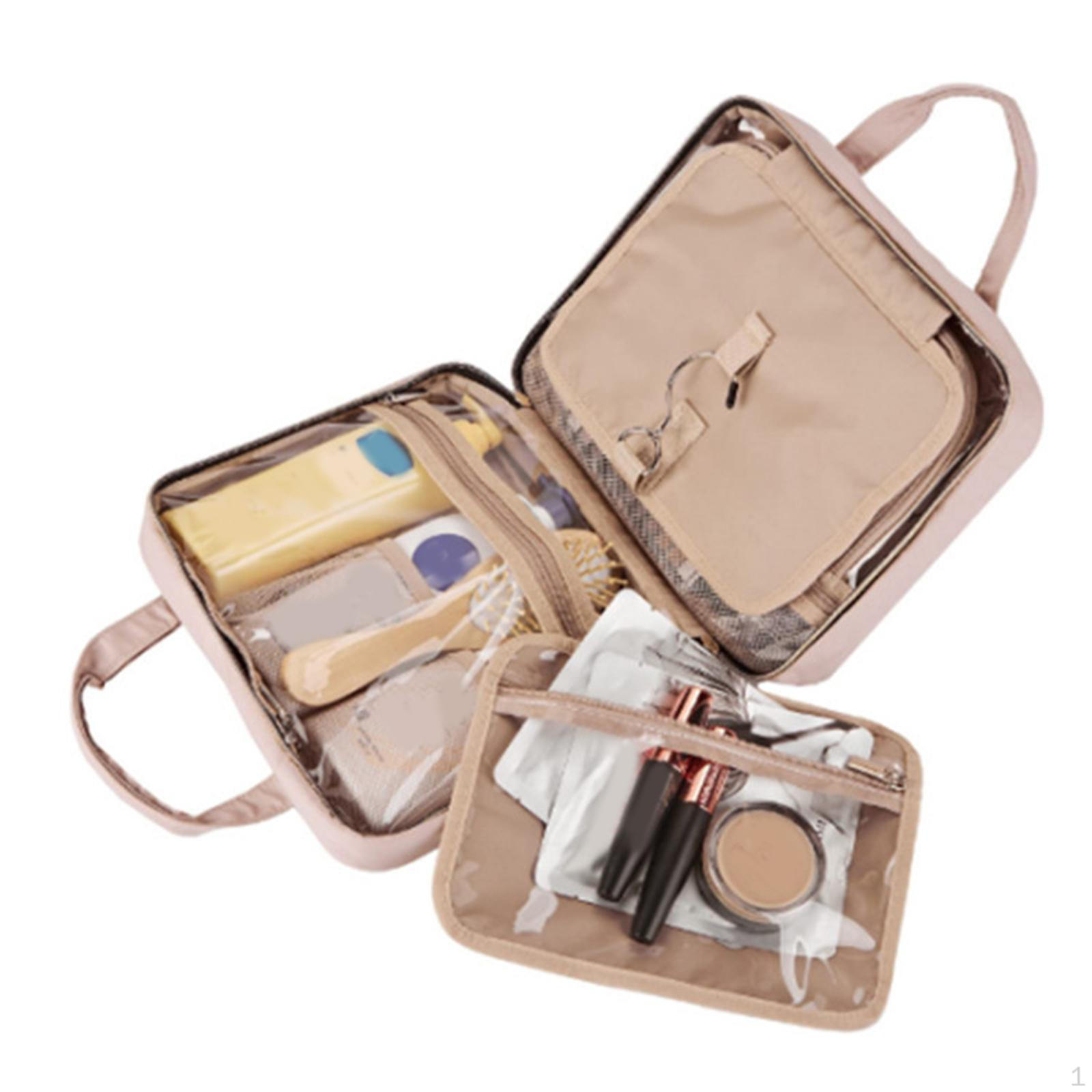 

Hanging Toiletry Bag Makeup Travel Tools Storage Sections Large Cosmetic розовый
