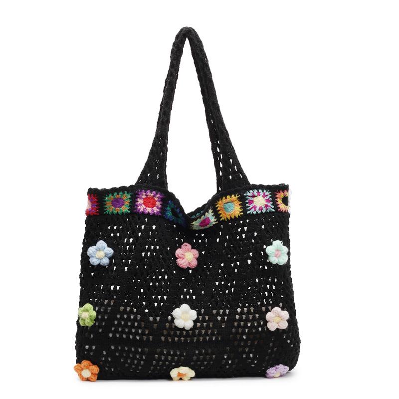 

Lazy wind straw woven bag women s spring and summer new versatile shoulder commuter tote bag seaside vacation beach bag чорний