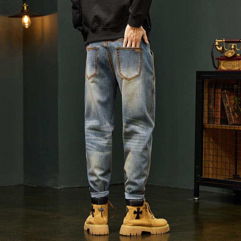 

Мужские зауженные прямые джинсы: Модные, свободные, универсальные повседневные брюки для осени/зимы. Size 38, 200 jin