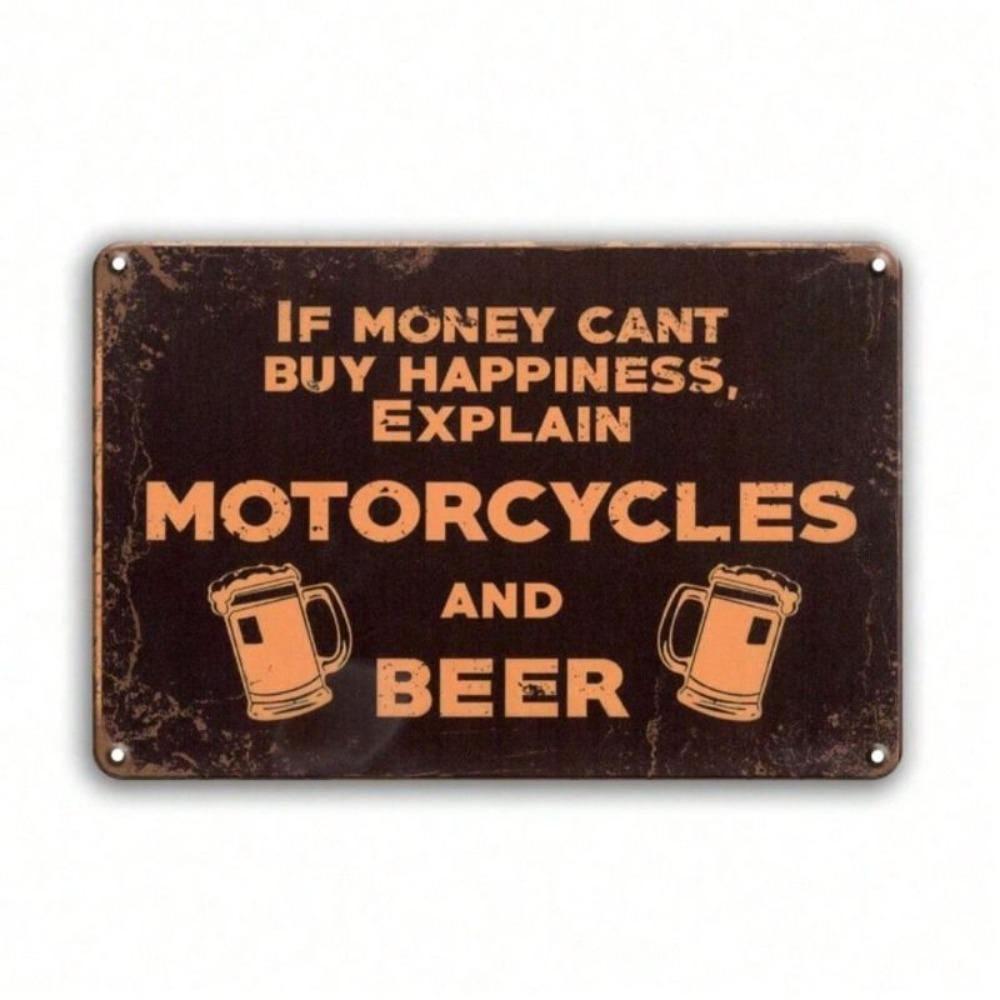 Vintage Metal Poster Motorcycle Beer Wall Art for Bar Garage