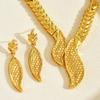 Elegant Hollow Out Leaf Design Alloy Necklace And Earrings Set Hollow Metal Leaf Jewelry For Formal Event Daily Wear