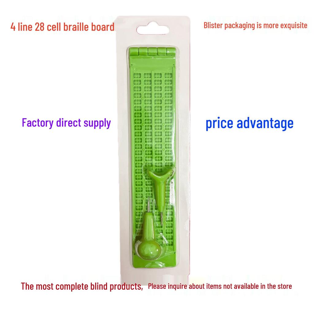 Braille Writing Board: 4 Rows, 28 Squares, Includes 2 Pens