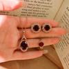 Ruby Jewelry Set Women's Stud Earrings, Gemstone Pendant, Necklace, Ring Three-piece Jewelry Set
