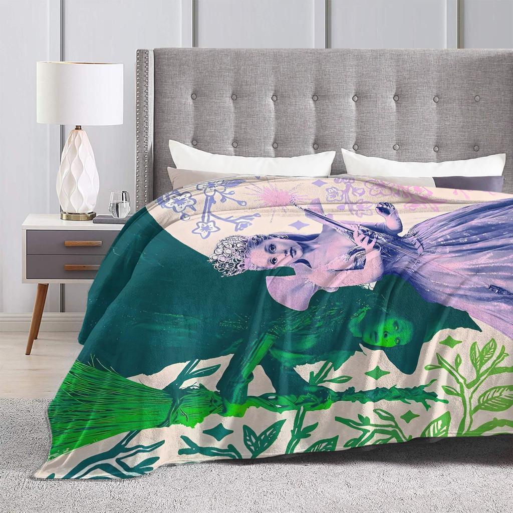 Wicked 2 Musical Movie Glinda Poster Flannel Blanket Soft Throw Blanket for Home Decor Travel Novelty Bedspread Sofa Bed Cover