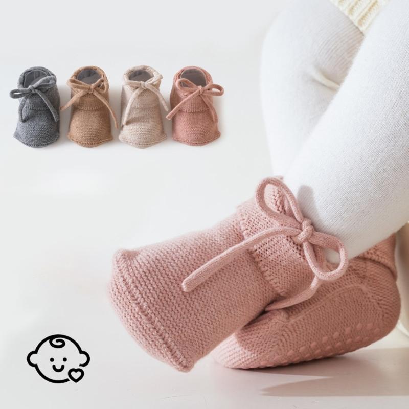 Anti Slip Infant Socks Elastic Ankle Grip Solid Color Comfortable Polyester Mix for Crawling Baby Floor Socks