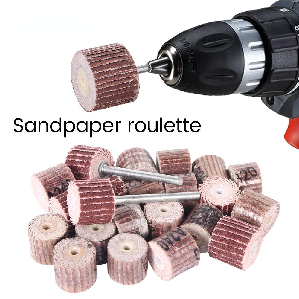 50Pcs Sanding Drum Kit 80/120/240/320/600 Grit Grinding Wheel Head Sander Abrasive Tools Sandpaper Rust Removal Polishing Tools