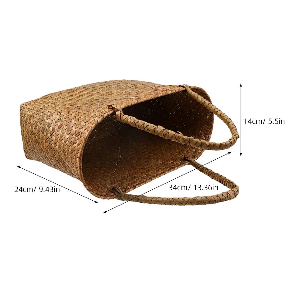 Handmade Woven Flower Basket S Size Sturdy Seagrass Storage Basket for Plant Pot Cover Laundry Picnic Market Bag