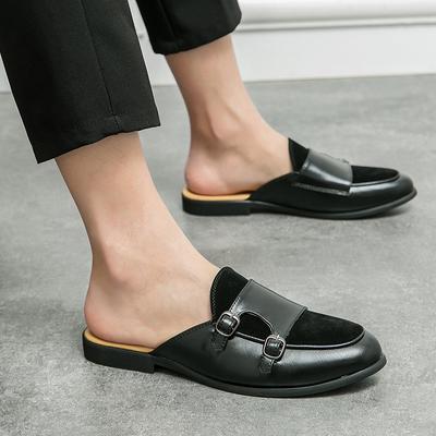 Men's Slippers Mule Loafers Green Patent Leather Clogs Summer Dress Monks Shoes Black Casual Backless Half-drag Party Shoes