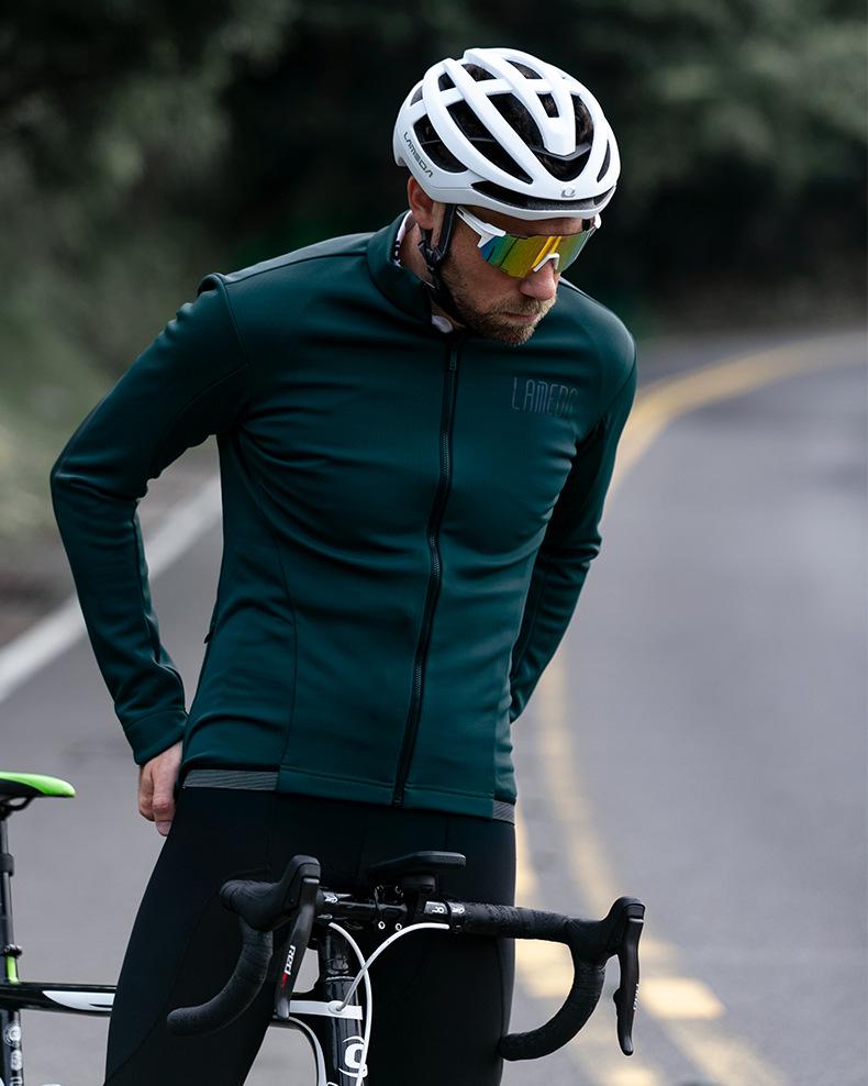 Lampaida Windproof Fleece Cycling Jacket for Men & Women - Warm Long Sleeve for Road & Mountain Biking in Autumn & Winter