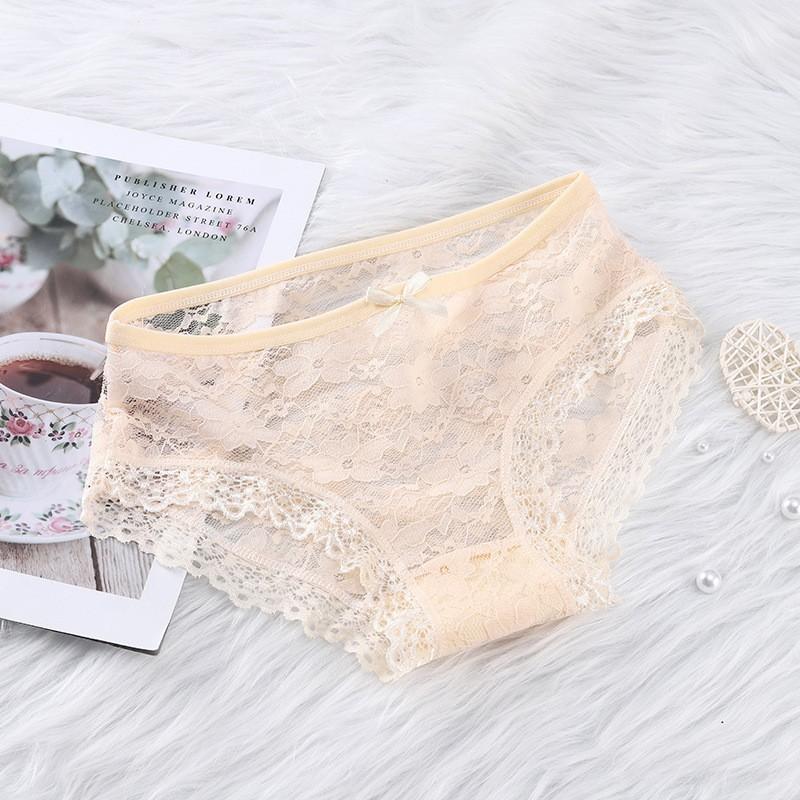 

Сексуальные кружевные трусики для девочек, дышащее нижнее белье с вырезанным узлом-бабочкой, трусики средней высоты с открытой талией, однотонные женские треугольные трусики XL