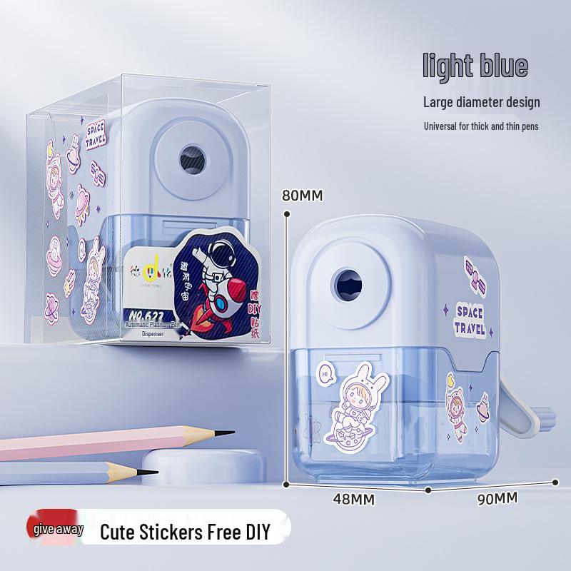 Cute Cartoon Manual Pencil Sharpener with DIY Stickers for Middle School Students