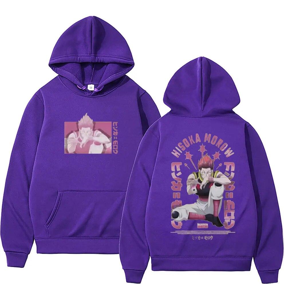Japan Anime Hunter X Hunter Hisoka hettegenser med dobbeltsidig trykk Unisex dame unisexga fritidsgenser unisex mote overdimensjonerte sportsklær