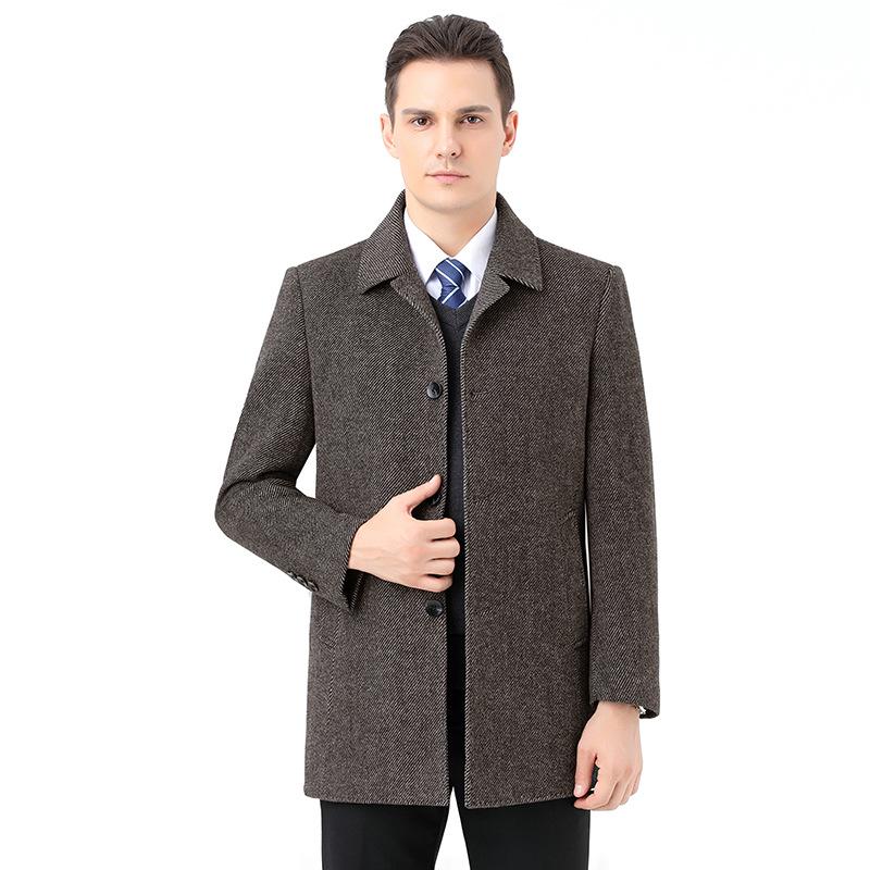 2025 Men's Double-Sided Cashmere & Wool Autumn-Winter Business Coat with Down Liner