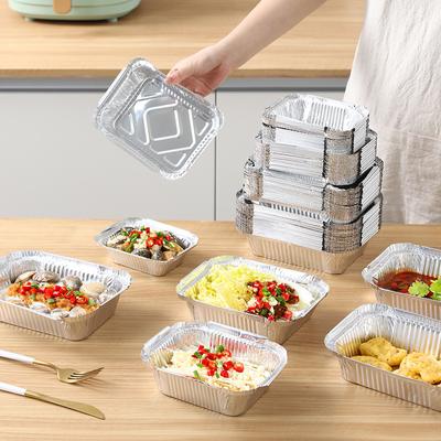 Tin Foil Box Barbecue Special Thick Rectangular Tin Foil Tray Bowl Take-out Commercial Baking Disposable Aluminum Foil Packaging Box