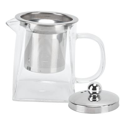Clear Glass Teapot 350ml Removable 304 Stainless Steel Thermal Tea Kettle with Handle for Loose Leaf Tea (350ml)