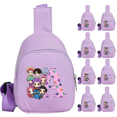 26 English Letter K-pop Demon Hunters Kawaii Chest Pack for Boy Girl Anime Cartoon Shoulder Bag Students Portable Crossbody Pouch Chest Bag Kid Gift
