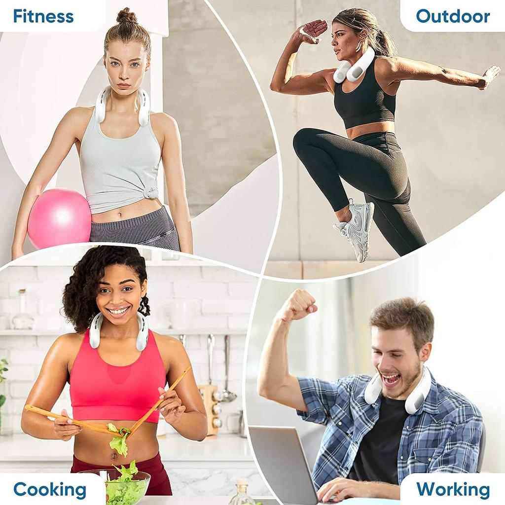 Nouveau Ventilateur de Cou Portable Amélioré 3 Vitesses Fonctionnement Sans Pales Portable Personnel Sans Feuilles, Rechargeable, Design Écouteurs