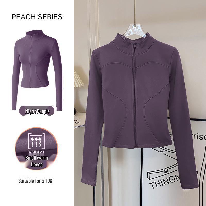 Women's Breathable Slim-Fit Sports Jacket: Autumn/Winter Yoga & Cycling Wear, Long Sleeve, Stand Collar, Plus Velvet.