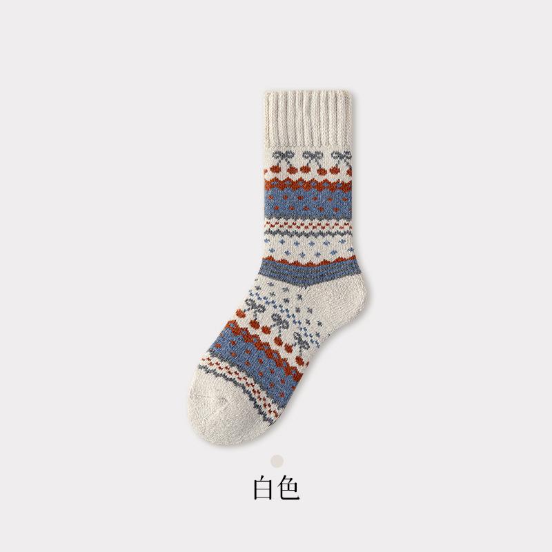 Wool Super Thick Retro Terry Socks Ethnic Wind And Snowflake Winter Warm Home Socks Floor Socks Sleep Socks