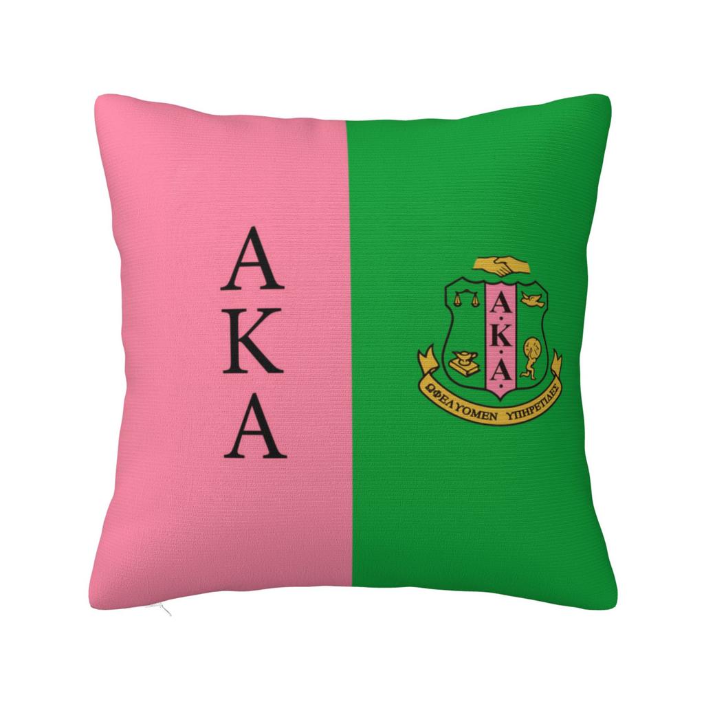 AKA Sorority Print Kissenbezug Weicher Gemütlicher Quadratischer Kissenbezug für Zuhause Sofa Bett Auto Dekoration Kissenhülle 18x18 Zoll