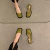 New Summer French Bag Head Sandals Soft Sole Women's Square Head Flat Sole Design Single Shoes