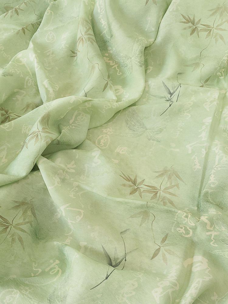 Chinese Style Floral Tencel Linen Fabric Lightweight Printed Cloth for Hanfu Cheongsam Dress Anti Mosquito Pants Garment Mater