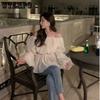 WTEMPO Off Shoulder Sexy Chic Sweet Crop Top Damen Sommermode Casual Lange Rüschenärmel Lose Fee Kawaii T-Shirt