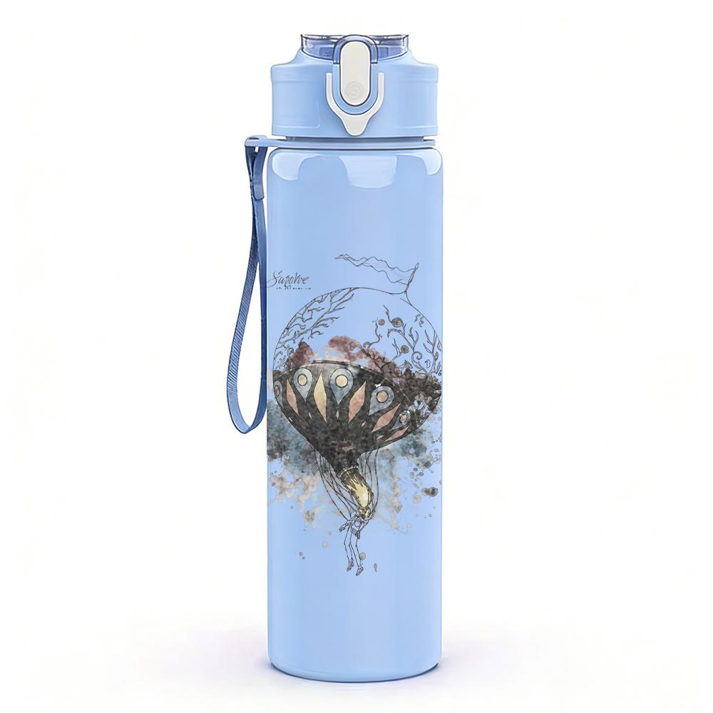 1PC Sublime Band Vintage Album Print 750ml colorful plastic sports water bottle leakproof pop up lid with straw for outdoor work home use