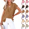 Women's Fashionable Casual V-Neck Button-Down Short-Sleeved T-Shirt