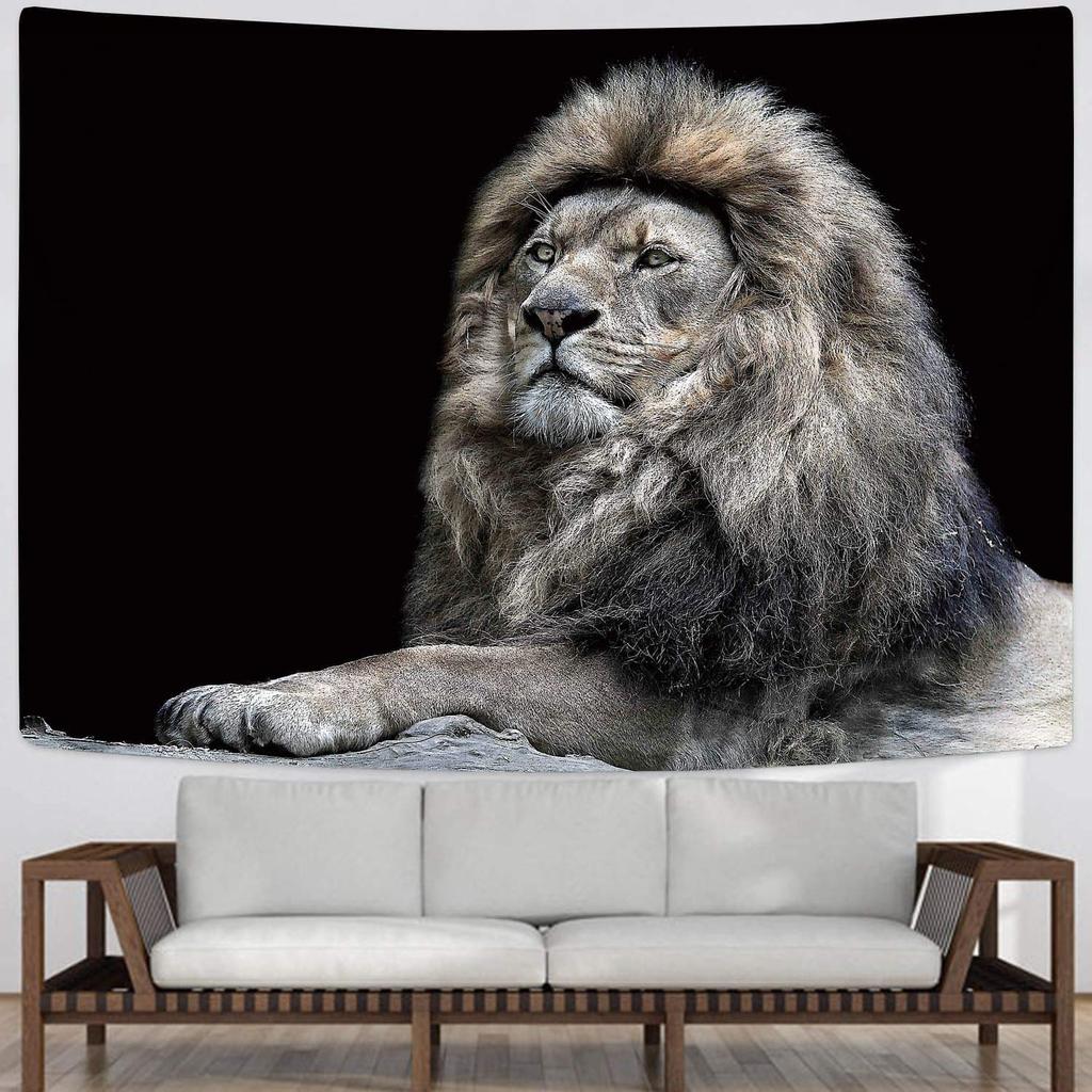 Africký lev divoké zvíře černo-bílý tištěný vzor tapiserie domov ložnice obývací pokoj studentská kolej nástěnná dekorace tapiserie