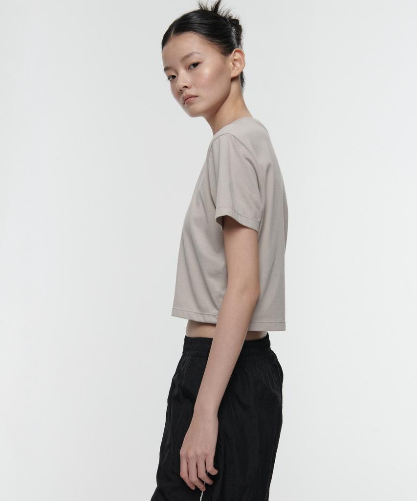 MUSINSA STANDARD WOMAN [Cooltandard] Women'S Crew Neck Crop T-Shirt [Mushroom]