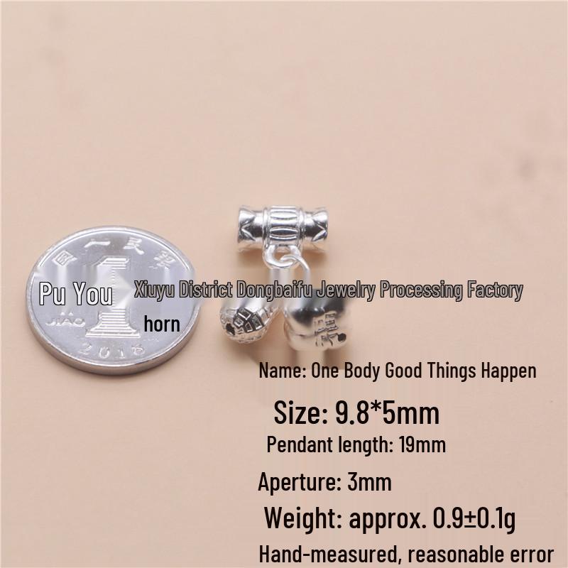 999 Sterling Silver Persimmon & Peanut Pendant Bracelet, Woven Red Cord, DIY Accessories – Good Fortune Theme
