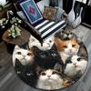 Curious Cat Round Area Rug,Carpet Rug for Living Room Bedroom Sofa Playroom Decor,Non-slip Floor Mat