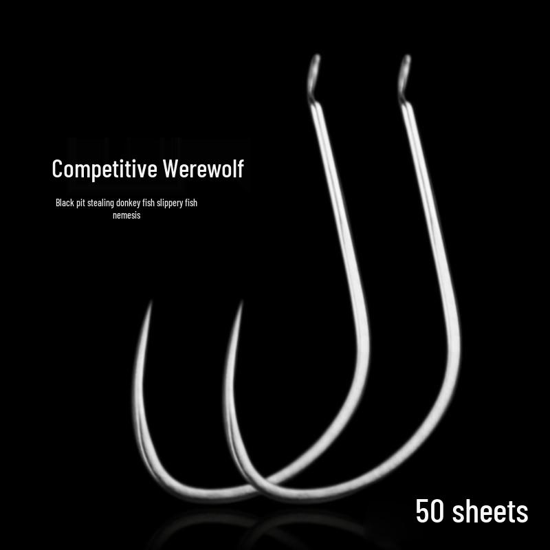 

Конкурентный безбородочный рыболовный крючок с тонким проводом Wolf Fang для карпа и желтохвоста Size 3