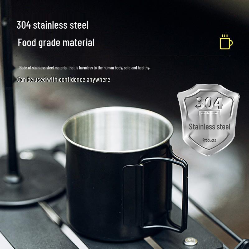 Self-Driving Outdoor Folding Cup: 304 Stainless Steel Portable Mug for Camping, Beer, and Coffee