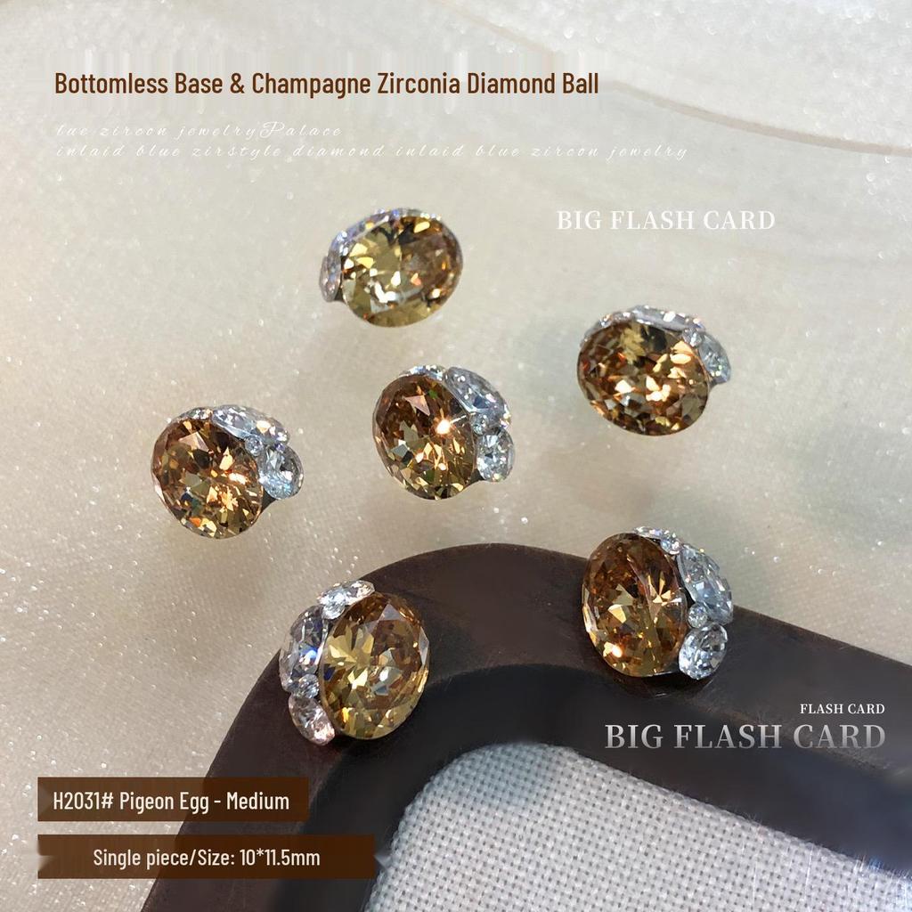 Champagne Bottomless Tray Zircon Nail Art Accessories - Super Flash Heart Dove Egg Stacked Drill Ball.