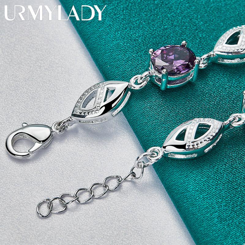 925 Sterling Silber Lila Zirkon Armband für Damen Modeschmuck