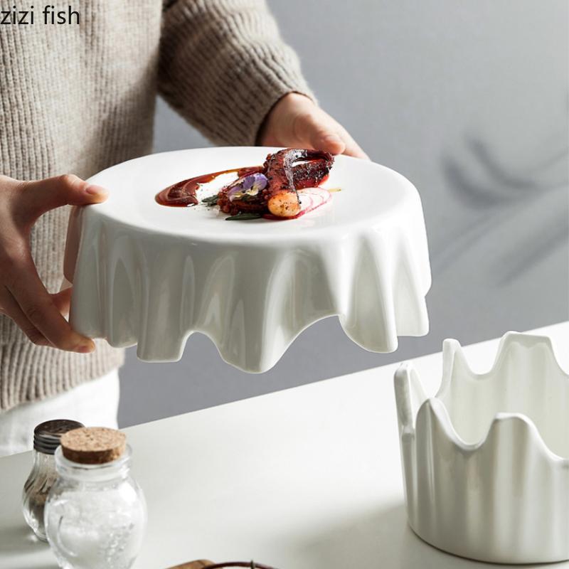 Weißer Keramik-Essteller, Restaurantgeschirr, Servierteller, Westernteller, Sashimi-Teller, Sushi-Teller, Dim-Sum-Teller, Dessertschale