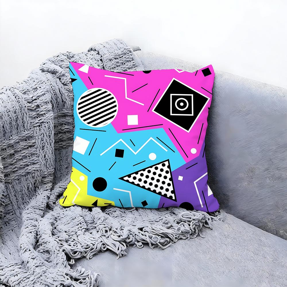 Trendy Color Block Splicing Cushion Cover Premium Comfort Reversible Pillow Cove Two In One Design for Any Room  Car Interior
