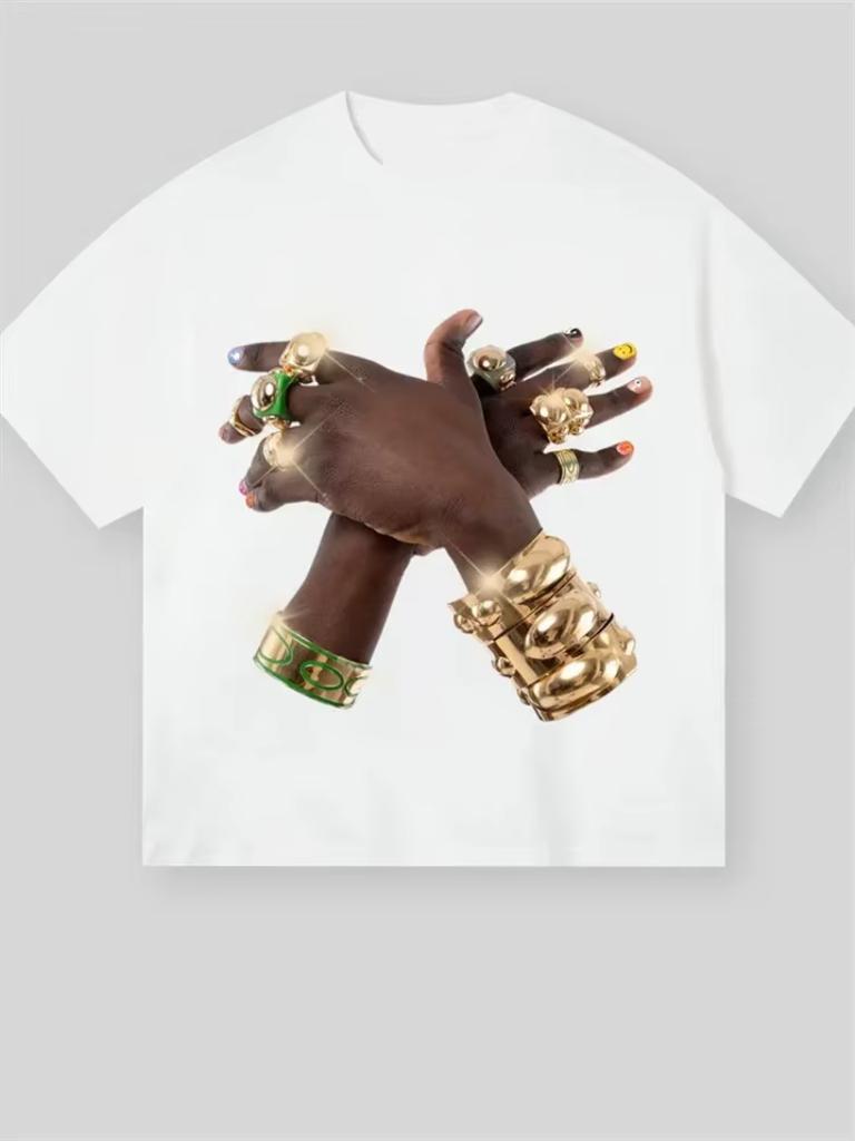 English Style Summer Popular Street Gothic Patterned Top for Men Casual Cotton Round Neck Pullover Short Sleeved Funny T-shirt