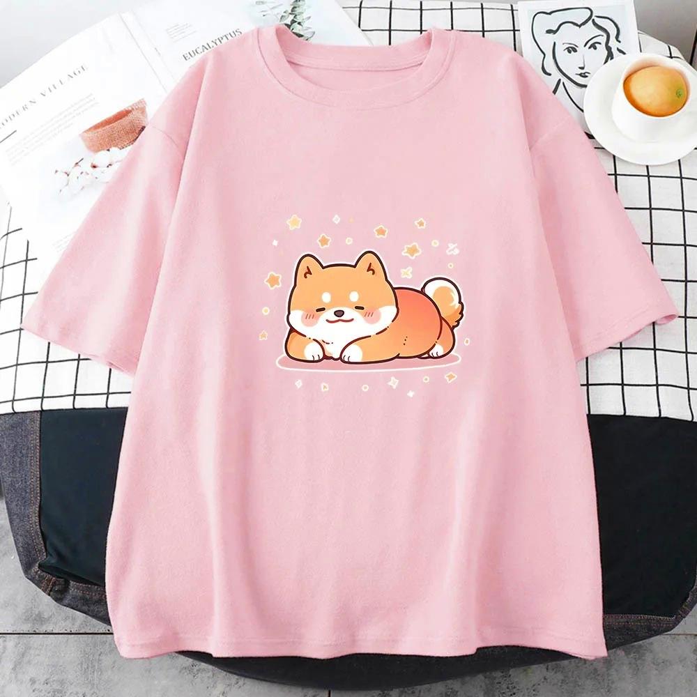 Shiba Inu Dog Print Summer UnisexWomen ONeck Tshirt Casual Short Sleeve Pullover Fashion Streetwear Clothes Novelty TShirt