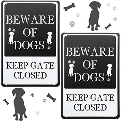Beware of Dog Sign Funny Warning Decor Dogs Keep Gate Closed Signs Metal Rust Free Tin for Fence Lawn Garden Yard